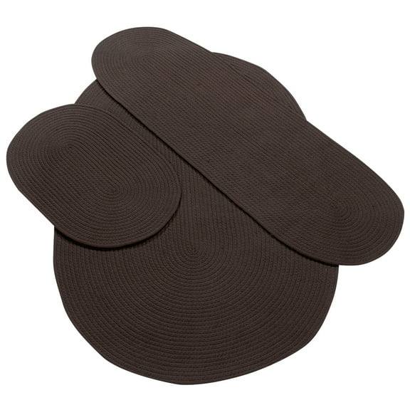 Better Trends Alpine Stripe 3-Piece Rug Set, Chocolate Solid – Reversible Indoor Utility Rugs, Stain Resistant, 100% Polypropylene