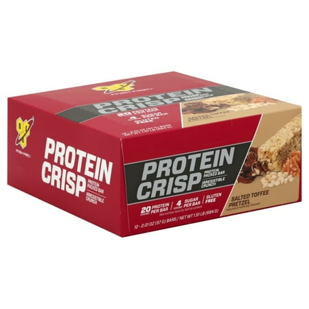 BSN Protein Crisp Packed Protein Bar Salted Toffee Pretzel 12 Bars 2 01 oz 57 g