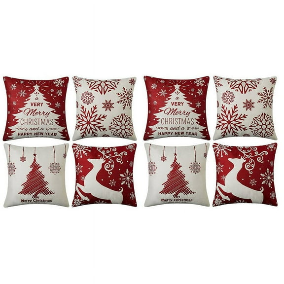 Christmas Pillow Covers 18X18 Set of 8, Decor for Home,Xmas Decorations Throw Cushion Case for Home