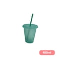 thumbnail image 5 of Advancent Vaso para beber con tapa y pajita Botella reutilizable de plástico PP PP para batido de jugo de café de bebida fría Mostrada Verde claro 480ml Advancent HA007952-09, 5 of 5