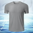 thumbnail image 2 of Men's Quick Dry T Shirts Short Sleeve Sport Tops Lightweight Gym Running T Shirt Men Breathable Activewear Gray M, 2 of 7