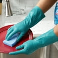 thumbnail image 3 of (6 pack) Great Value Latex Multipurpose Reusable Household Gloves, BPA-Free, Teal Color, Medium Size, 3 of 8