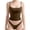 Brown, variant on Women's 2 Piece Double Line Square Neck Tank Tops and V-Strings Underwear Summer Basic Cami Shirt Sets Purple XXL
