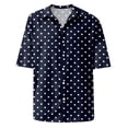 thumbnail image 4 of Lumtrix Mens Short Sleeve Button Down Shirts Wrinkle Free Dress Shirts Casual Polka Dot Print Shirt with Pocket Navy M, 4 of 5