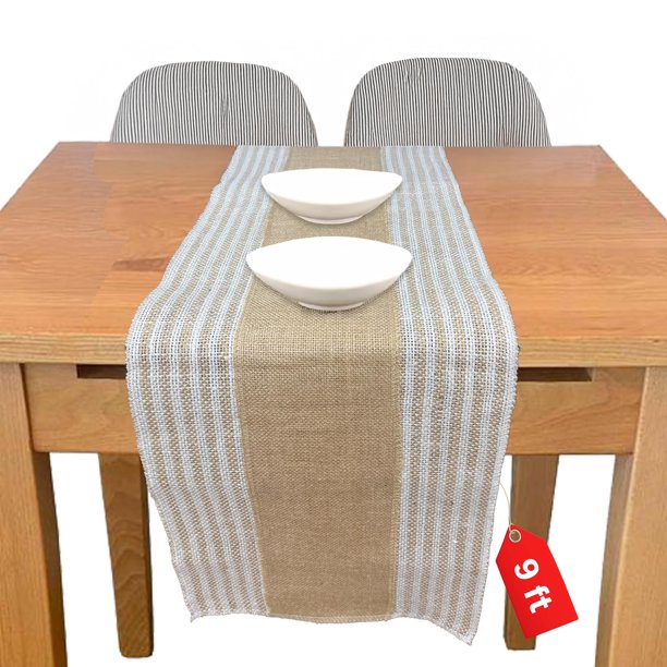 Camino de mesa decorativo FIBEUSION, 12 x 108 cm, arpillera natural