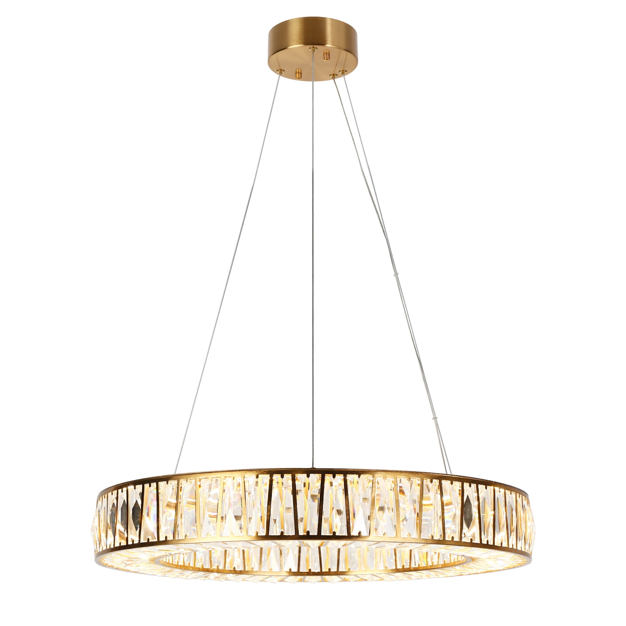 LNC Laycantonic 1 -Light Polished Brass Glam Integrated LED Crystal For Use in Bedrooms, Dining Rooms, Foyers, Kitchens, Living Rooms Chandelier