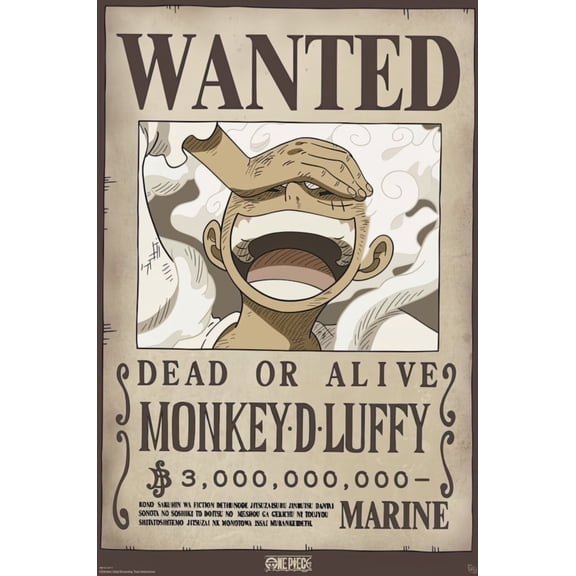 One Piece - Anime TV Show Poster (Wanted Dead Or Alive: Monkey D. Luffy - Reward: 3,000,000,000) (Size: 24" x 36")