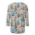 thumbnail image 4 of BiZtdJrK Lightening Sales Womens Christmas Printed Shirts Loose Fit 3/4 Sleeve Blouse Tunic Fashion Round Neck 3D Graphic Tees Going Out Tops Multicolor XXL, 4 of 6