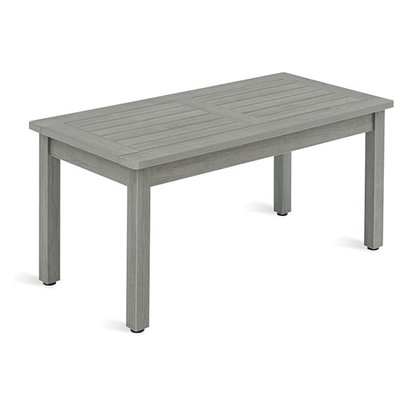 Outdoor Coffee Table Rectangle, Patio Coffee Tables for Outside, All Weather Patio Coffee Table with Slatted for Deck, Garden, Balcony, Indoor or Outdoor Use, Light Gray