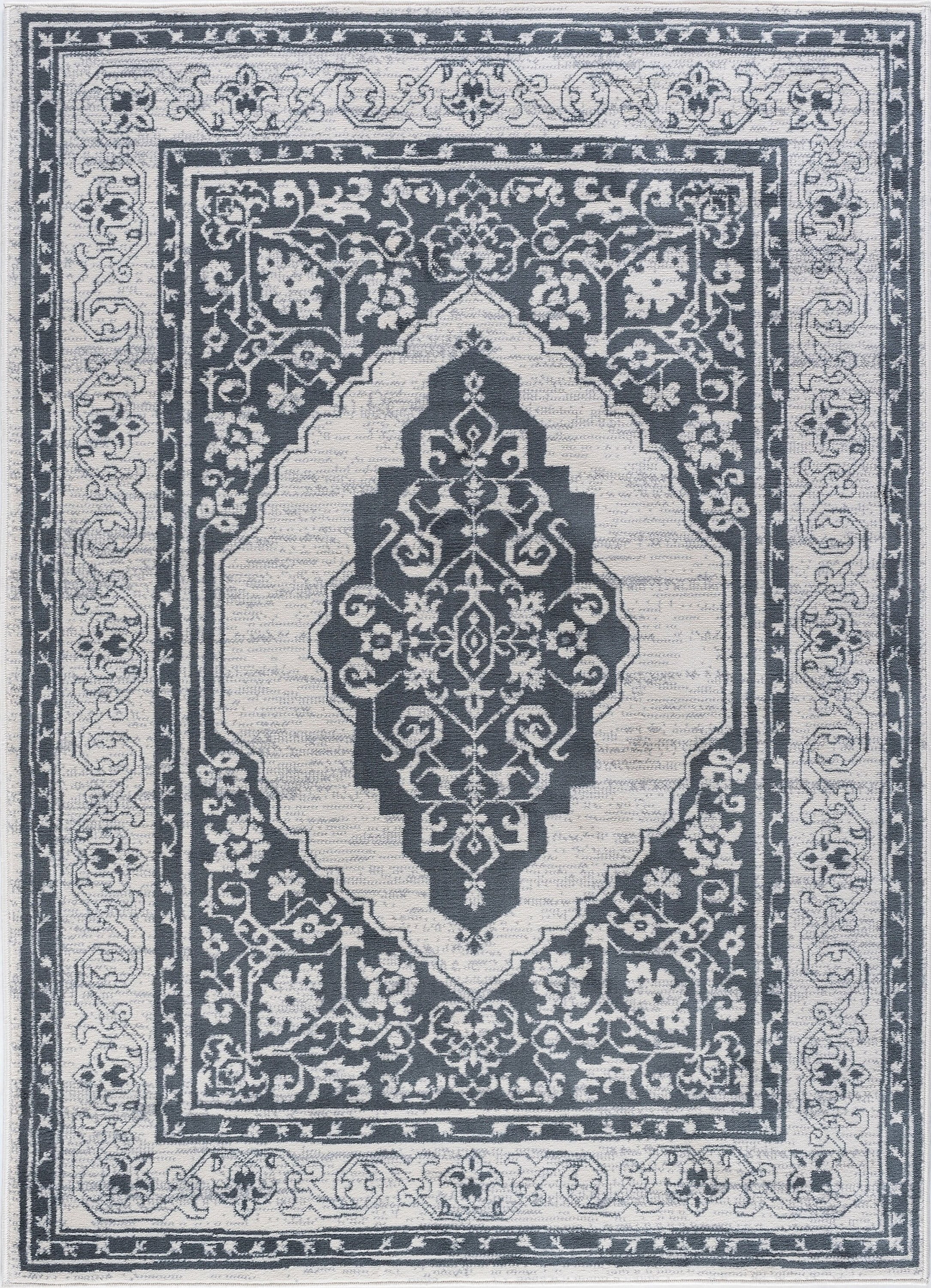 Madison Traditional 9' x 12' Gray and Cream Polypropylene Indoor Area Rug
