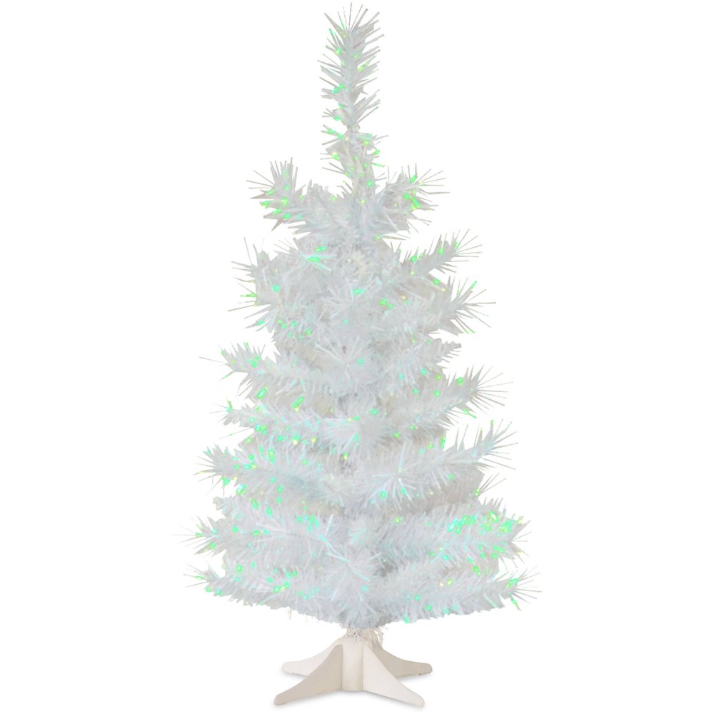 2' White Iridescent Tinsel Tree
