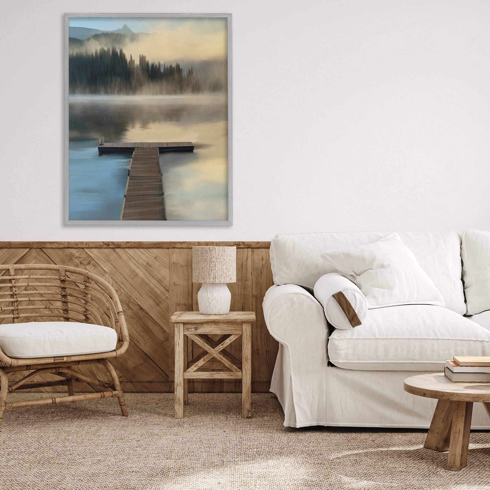 Stupell Industries Reflective Lake At Dusk Gray Framed Giclee Art, design by Renel Peters