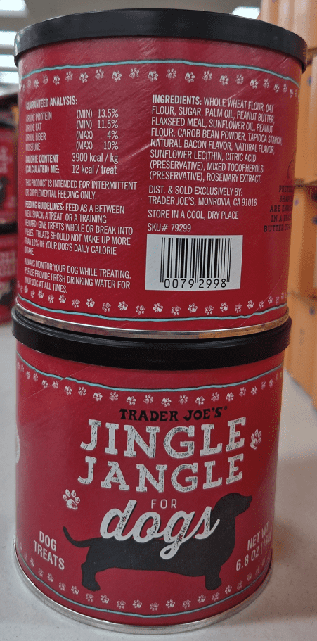 Trader Joe's Jingle Jangle for Dogs Treats 6.8oz 192g (2 Cans)