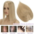 thumbnail image 3 of Benehair 100% Real Remy Hair Clip In Extensions Silk Base Topper Toupee Wiglet Clip In Hairpiece Top Hair Piece For Thin Hair New 13cm*15cm Blonde 6"-22", 3 of 11