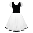 thumbnail image 4 of Haitryli Kids Girls Bubble Sleeve Ballet Dance Princess Dress Tutu Skirt Leotard Gymnastics Dancewear Black 7-8, 4 of 7