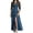Blue, variant on Women's Denim Print Maxi Shirt Dress Mesh Patchwork Long Sleeve Button Down A-Line Flowy High Slit Casual Party Dress with Collar