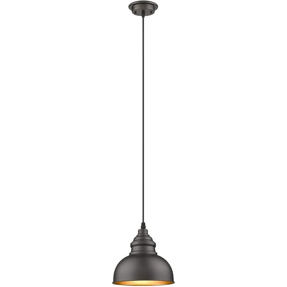 RADIANCE Goods Industrial-Style 1 Light Rubbed Bronze Ceiling Mini Pendant 8" Wide