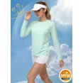 thumbnail image 4 of QUALICOS Protección Solar UPF 50+ Rash Guard Manga Larga Protección UV Playera Camisas para Mujer con Senderismo Correr Pesca Tops Azul Claro （talla M）, 4 of 5
