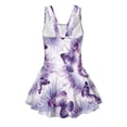 thumbnail image 4 of Xoenoiee Purple Butterfly Tie Dye Print Girls One Piece Swimdress Tummy Control Swimsuit Sleeveless Swim Dress Modest Ruched Skirt Bathing Suit, Size 5-6 Years, 4 of 7