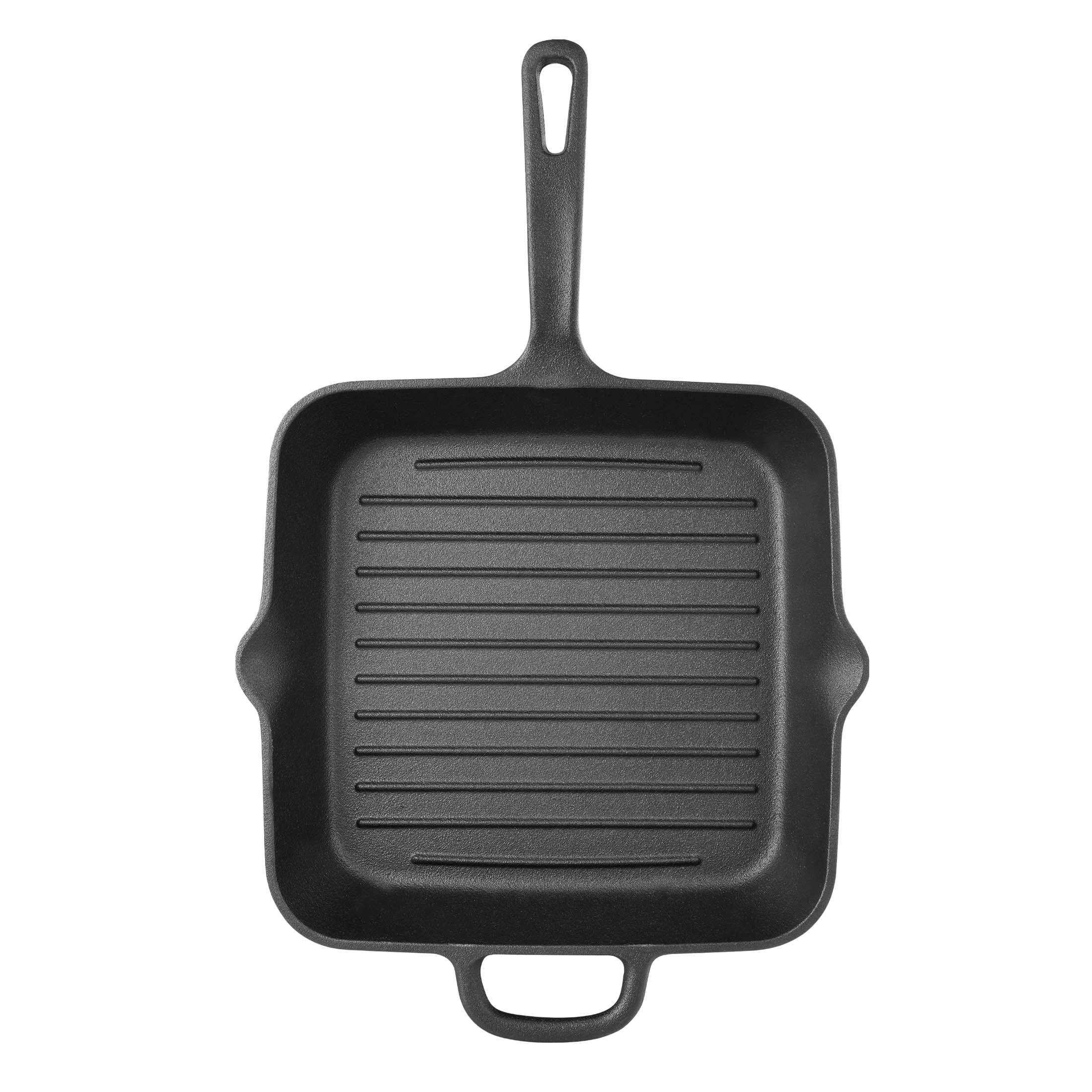 Ziaon Cast Iron Dual Handle Grill Pan, Steak pan Preseasoned Induction Safe  Stove top Black