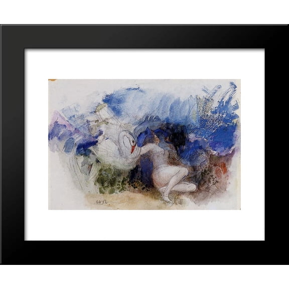 Leda and the Swan 20x24 Framed Art Print by Redon, Odilon