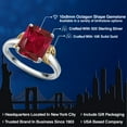 thumbnail image 2 of Gem Stone King 925 Silver and 10K Yellow Gold Red Created Ruby Solitaire Engagement Ring for Women | 3.80 Cttw | Emerald Cut 10X8MM | Available in Size 5,6,7,8,9, 2 of 6