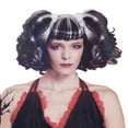 thumbnail image 2 of Womens Bad Fairy Wig Streaked Black & White Pig Tails with Blunt Bangs, 2 of 2