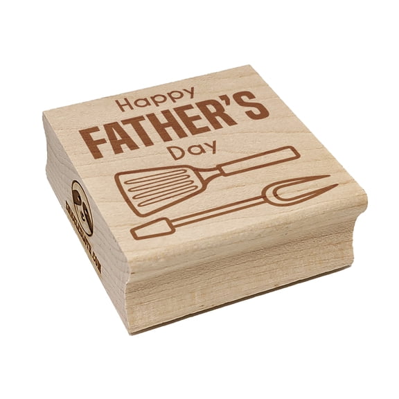 Happy Father's Day Grill BBQ Square Rubber Stamp Stamping Scrapbooking Crafting - Medium 1.75in