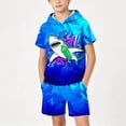 thumbnail image 5 of Atogsazn Kids Boys Summer Clothes Set Childrens Printed Short Sleeve Hooded Shirts & Shorts Outfit Hoodies Blue 5-6 Years Fashion, 5 of 7
