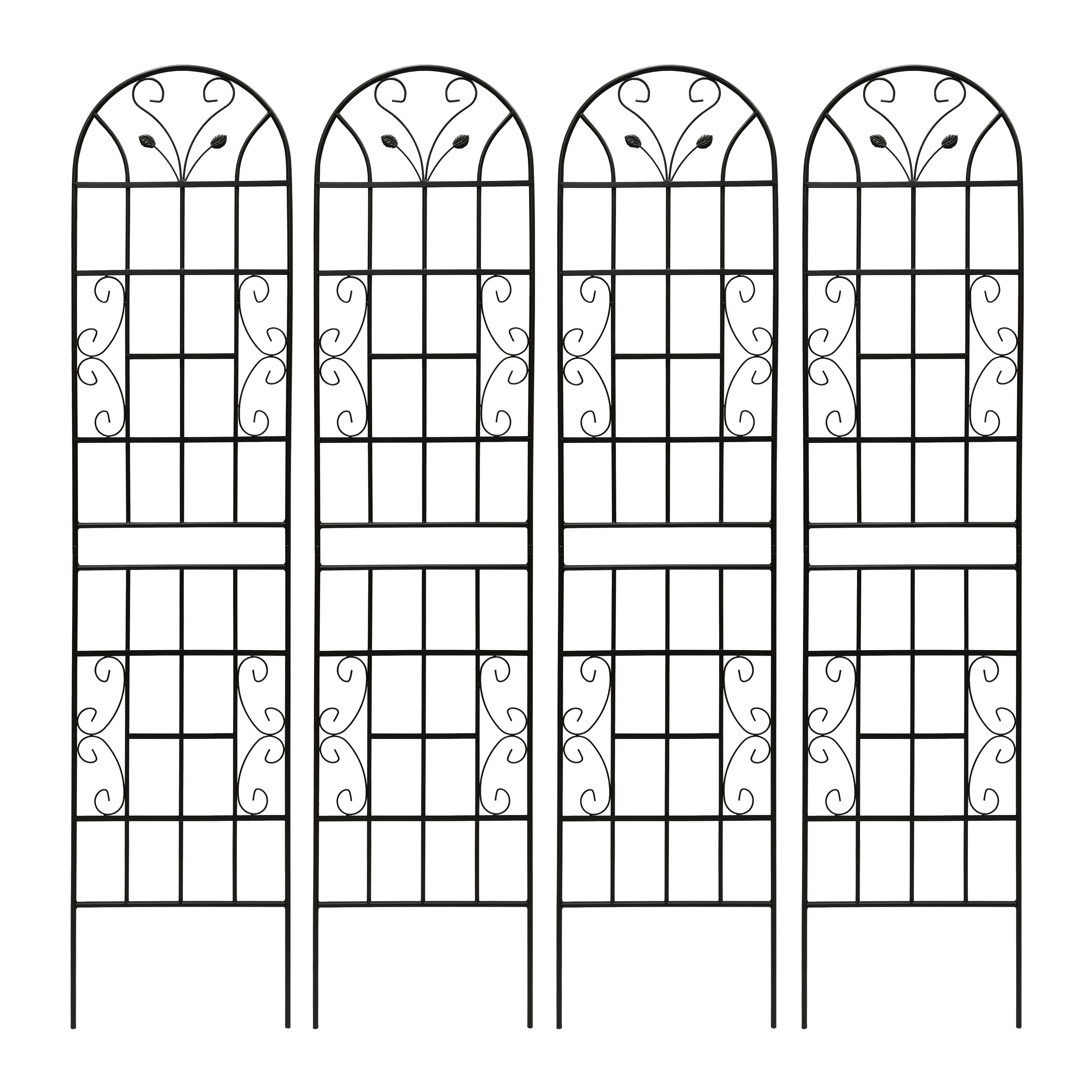 Aukfa Metal Garden Trellis for Climbing Plants, 4 Pack Large Decorative Outdoor Trellis 86.7" x 19.7",Black