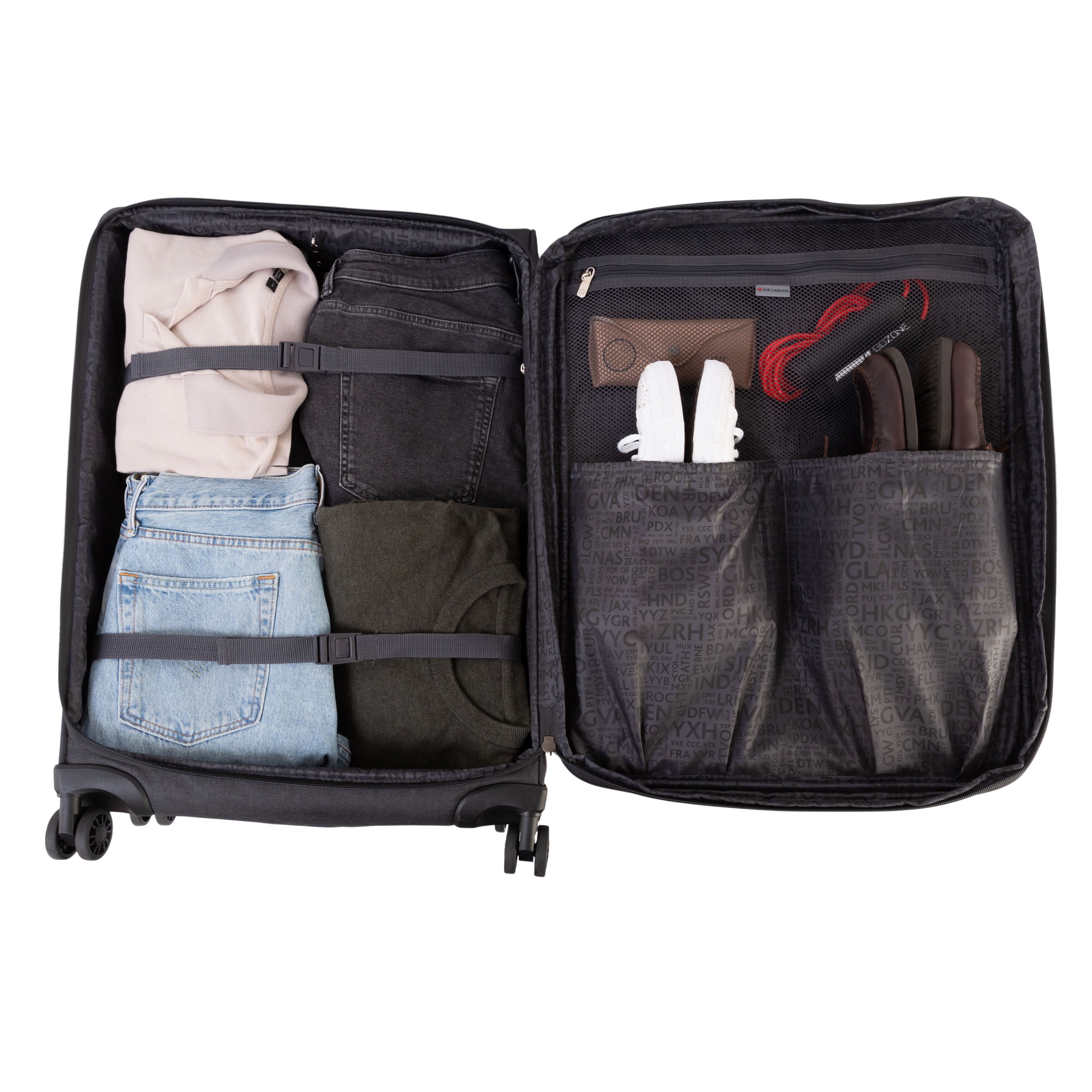 Air Canada Indigo Lite Collection Softside 25-Inch Checked Luggage, Expandable Medium Spinner Suitcase with Rolling Wheels for Travel