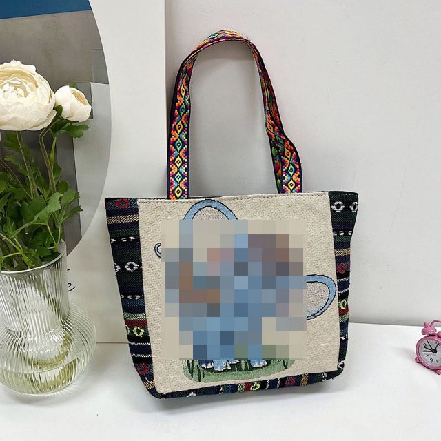 Bolso de hombro artístico pequeño y exquisito para estudiantes, bolso de lona sencillo para mujer, bolso de mano bordado, bolso de mujer