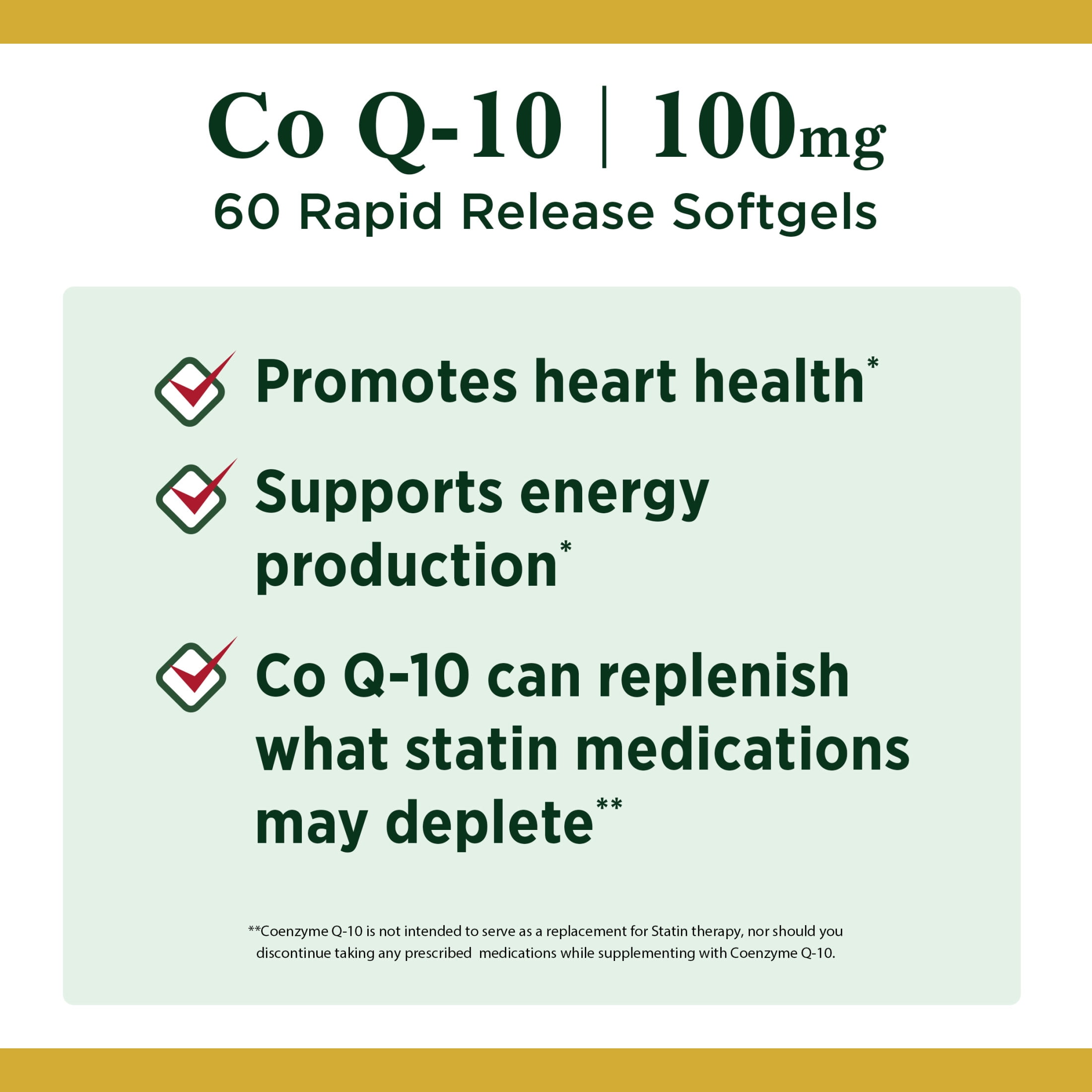Nature's Bounty CoQ10 100 mg + L-Carnitine Softgels for Heart, 60 Count