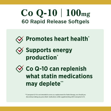 Nature's Bounty CoQ10 100 mg + L-Carnitine Softgels for Heart Health, 60 Count