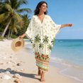 thumbnail image 5 of Xixirimido Tropical Palm Tree Hibiscus Print Womens Plus Size Kaftan Dress V Neck Batwing Sleeve Beach Cover Up Swimsuit Coverups Summer Lounge Caftan Dress, 5 of 7