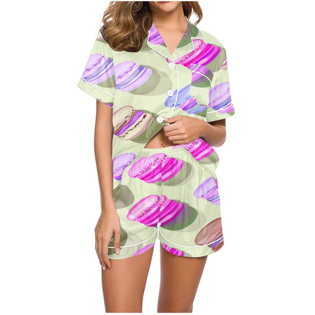 Qiopertar Liquidation à Moins de 5$ Blouse Décontractée Imprimée Col Rabattu Manches Courtes Mode Short Ensemble Pyjama Grandes Économies de Vacances!