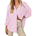 thumbnail image 2 of Long Sleeved Women's Blouses Striped Shirts Button Down Loose Fit Casual Tops, 2 of 5