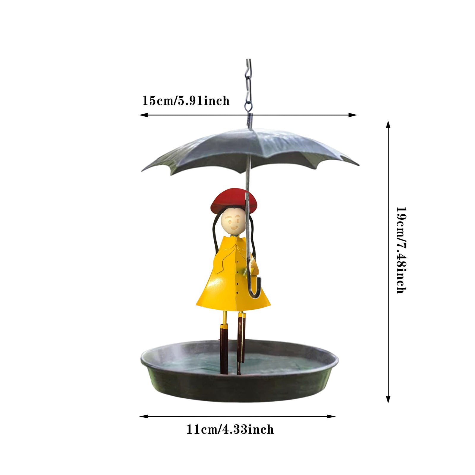YAOCHXINNNN Feeder Pole for outside Sturdy Heated Baths Ground Hummingbird Feeders for outside on Window Novel Feeder Metal Hanging Chain Girl And Umbrella Bird Feeder
