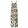 thumbnail image 5 of Usmixi Jumpsuits for Women Casual Pocket Loose Soft Cotton Linen Overalls Adjustable Strap Vintage Floral Baggy Long Jumpsuits Summer Formal Leopard Print Round Neck Sleeveless Maxi Rompers, 5 of 5