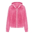 thumbnail image 3 of ZHOUCHANKIDS Kids Hooded Cardigan Fuzzy Jacket Winter Open Front Coat Outwear with Pockets Hot Pink 13-14 Years, 3 of 6