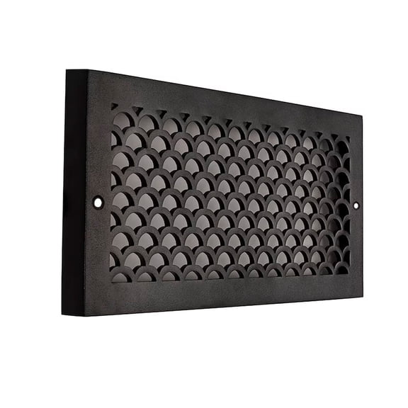 Scallop BASEBOARD 8"x14" Duct opening Solid Cast Aluminum Grill Vent Cover | Powder Coated| (Overall 10"x16")