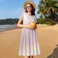 thumbnail image 4 of Balery Glitter Light Pearl Vestidos sueltos de manga corta para mujer, vestidos de verano 2025, vestidos casuales de corte A con vuelo., 4 of 6