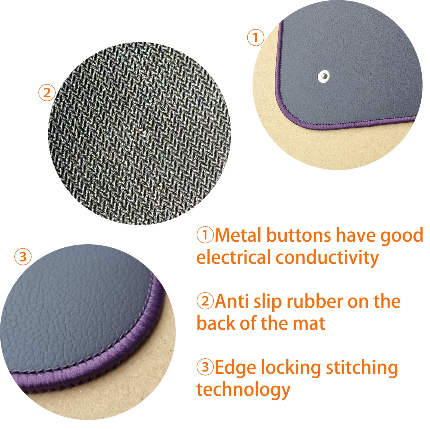 24" x 16" Grounding Mat Kit Non Slip Meditation Pad 3mm Yoga Mat with 15ft Grounding Cord & 12"Copper Ground Rod with 40ft Wires,Purple