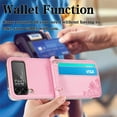 thumbnail image 4 of Wallet Case for Samsung Galaxy Z Flip 3 Card Holder, Embossed PU Leather Cover Removable Adjustable Shoulder Neck Strap Lanyard Phone Case for Samsung Galaxy Z Flip 3 Crossbody Rose Gold, 4 of 16