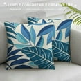 thumbnail image 3 of Fenyluxe Tropical Pillow Covers Navy Blue Aqua Teal Cyan Palm Leaves Plant Throw Pillows for Couch Summer Leaf Pillowcase Outdoor Decorative Cushion Case for Sofa Bed Decor 20x20in, 3 of 5