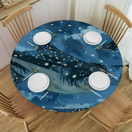 

BCIIG Stingray Round Tablecloth for Indoor Outdoor Dining Wedding Parties Stain Resistant and Washable 100% Polyester Fabric Waterproof Decorative Cover 38 -42