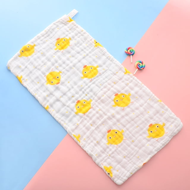 Toalla de gasa para lavado de cara de bebé, suave, absorbente, de alta densidad, estampada, para recién nacidos, cuadrada