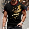 thumbnail image 4 of Men's Retro Independence Day Printed T-Shirt, Breathable Cotton Blend for Outdoor Sports and Casual Outings ,Black L, 4 of 5