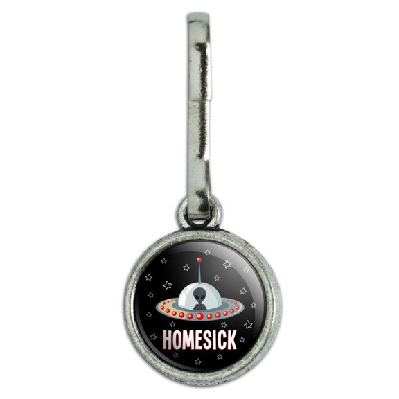 Homesick UFO Alien Funny Antiqued Charm Clothes Purse Suitcase Backpack Zipper Pull Aid