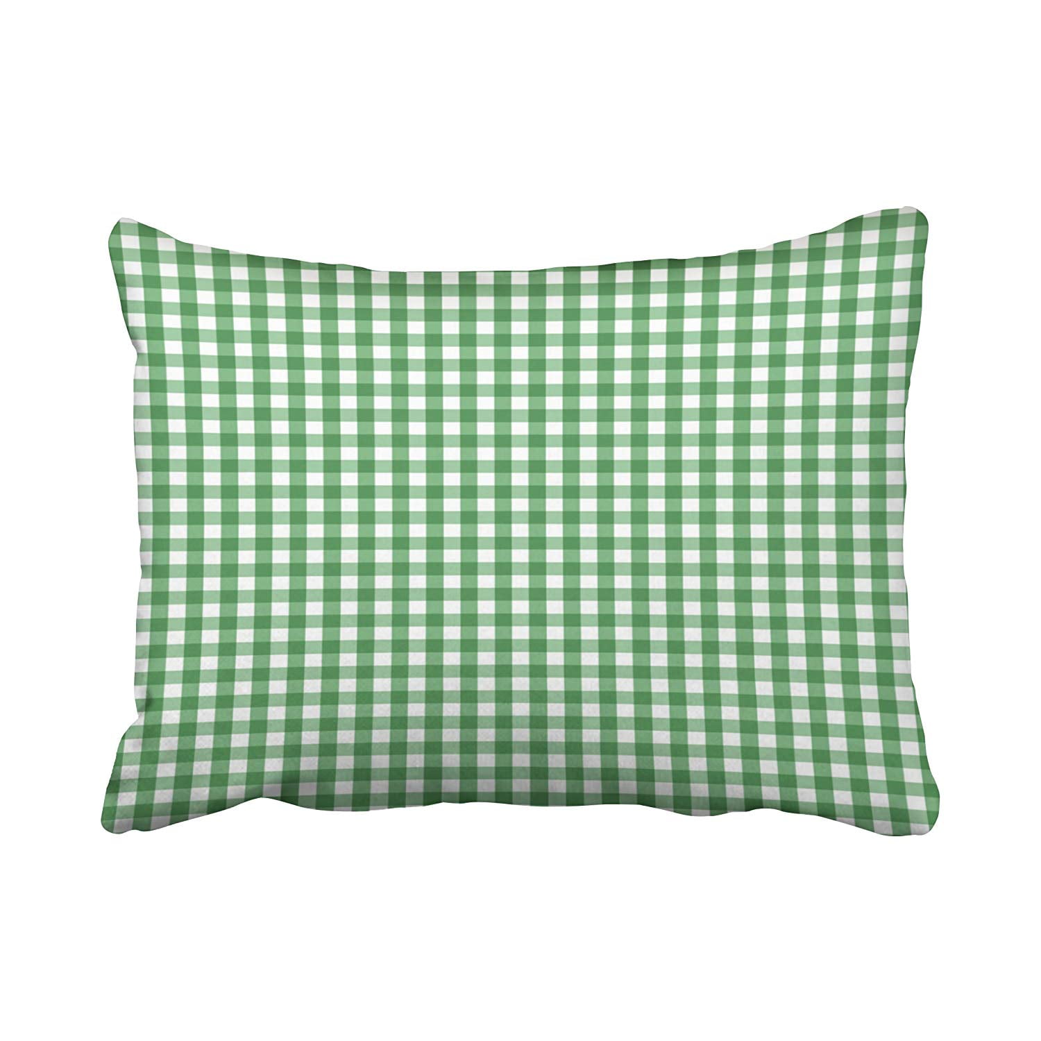 ARTJIA Green White Gingham Check Pattern Accent Pillowcase Cushion